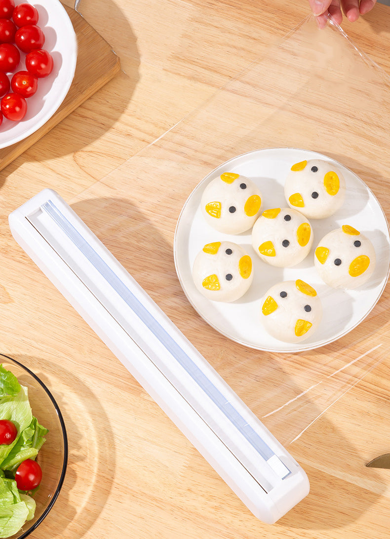 Fresh film cutter with suction cup cling film cutting box home wall splitter kitchen cling film cutter