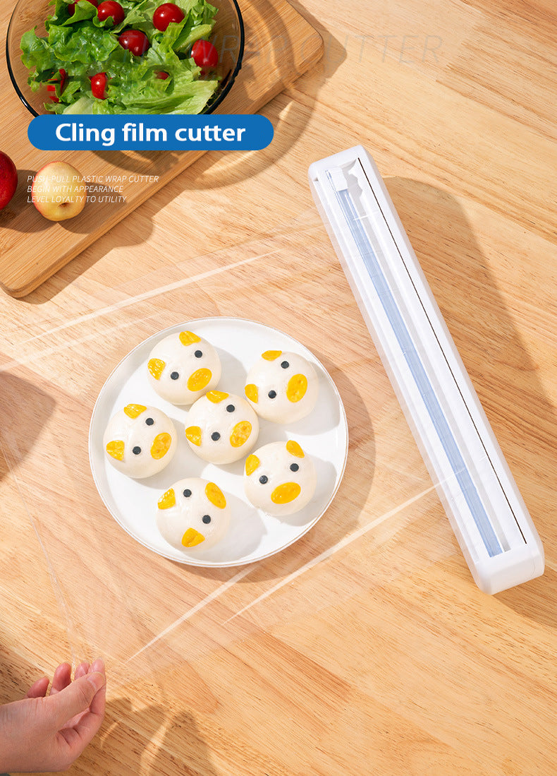 Fresh film cutter with suction cup cling film cutting box home wall splitter kitchen cling film cutter