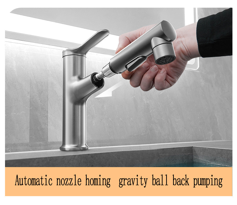 Pull-out faucet washbasin cold and hot water bathroom upwelling gargle counter basin faucet